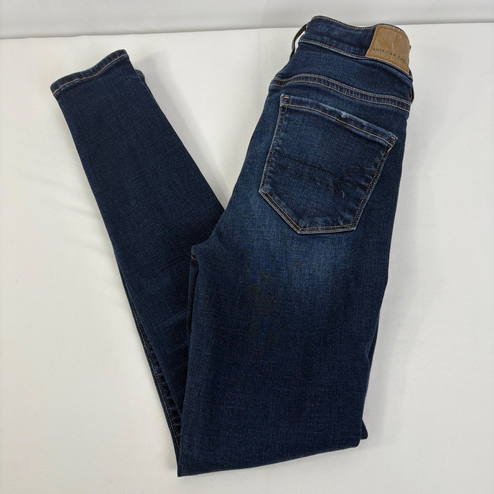 American Eagle Hi-Rise Jegging Super Stretch Dark Wash Blue Jeans Size 0 Short
